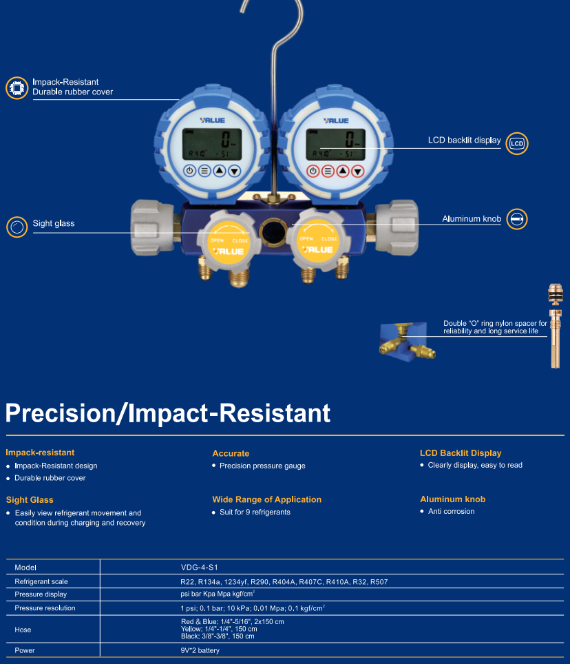 Манометрический коллектор электронный VALUE VDG-4-S1